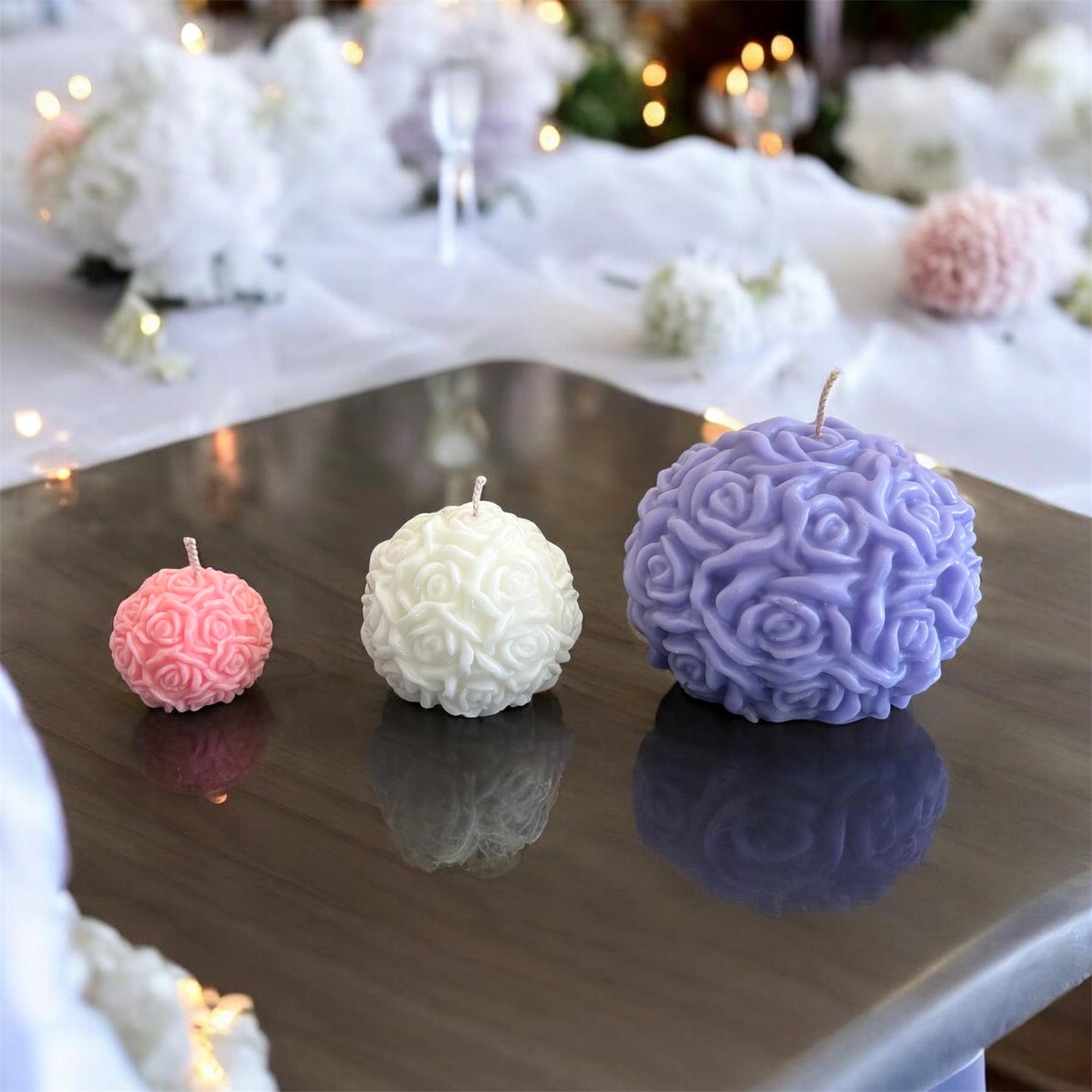 Rose Ball Candle | Handmade Floral Decorative Candle Canada